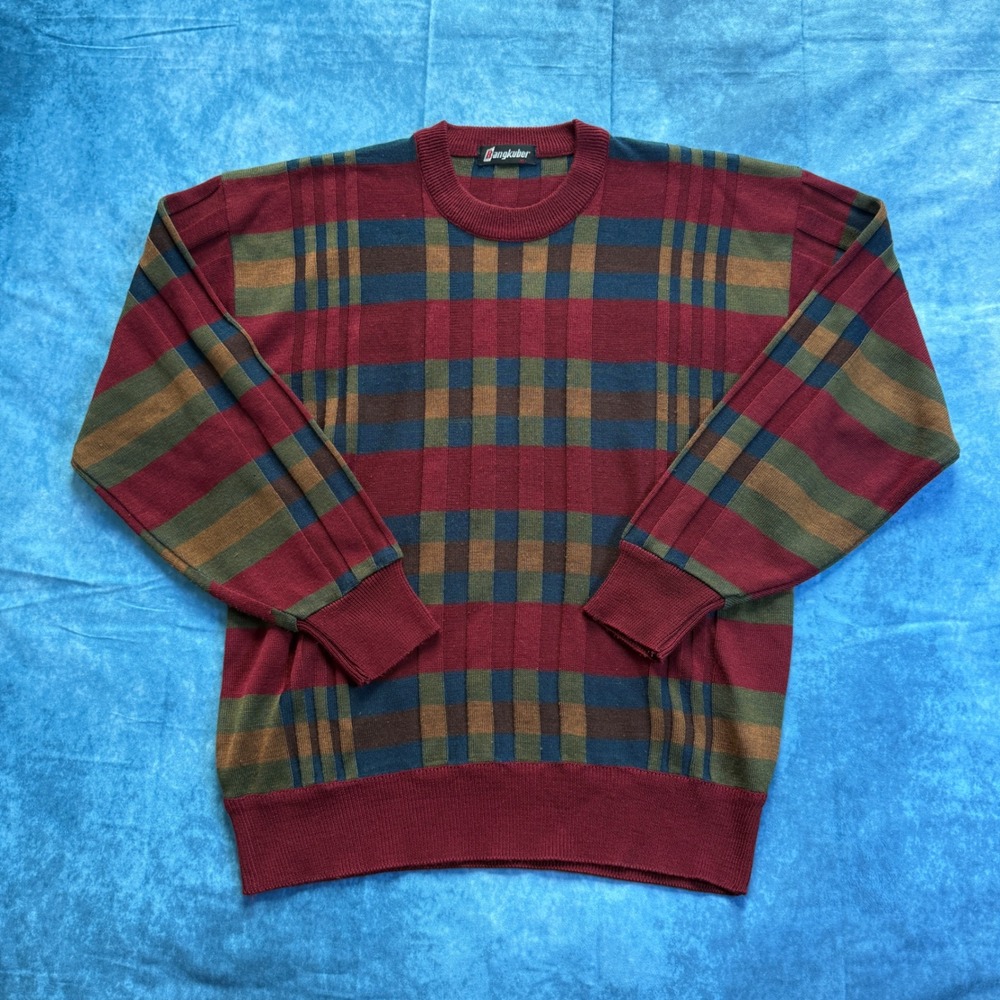 Vintage Bangkuber Plaid Knit Sweater XL 50% Wool Grandpa Core Korea - Picture 6 of 7